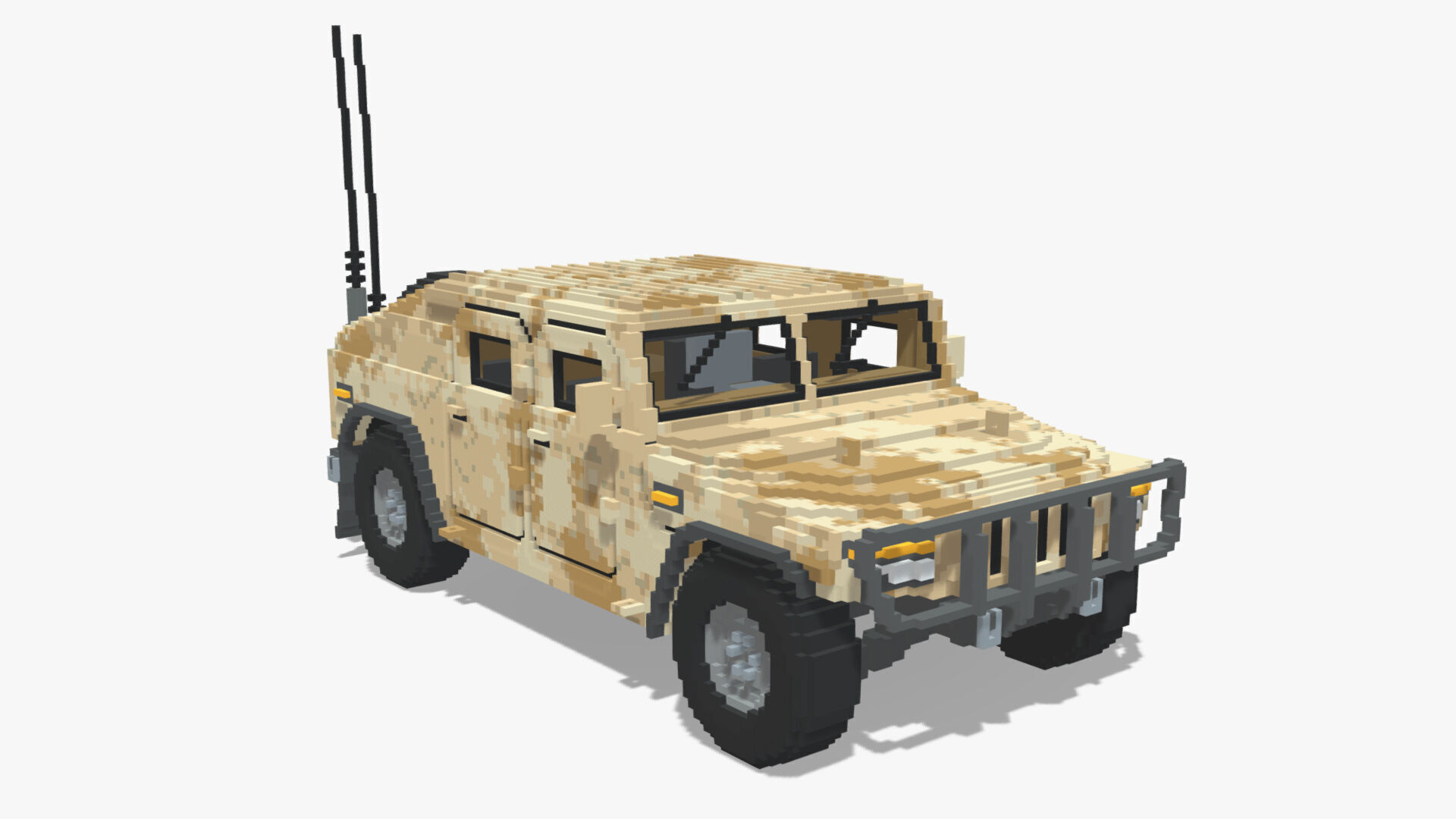 Voxel Military Humvee Low-poly 3D model_6
