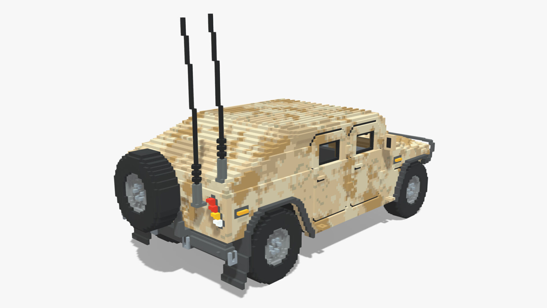 Voxel Military Humvee Low-poly 3D model_4