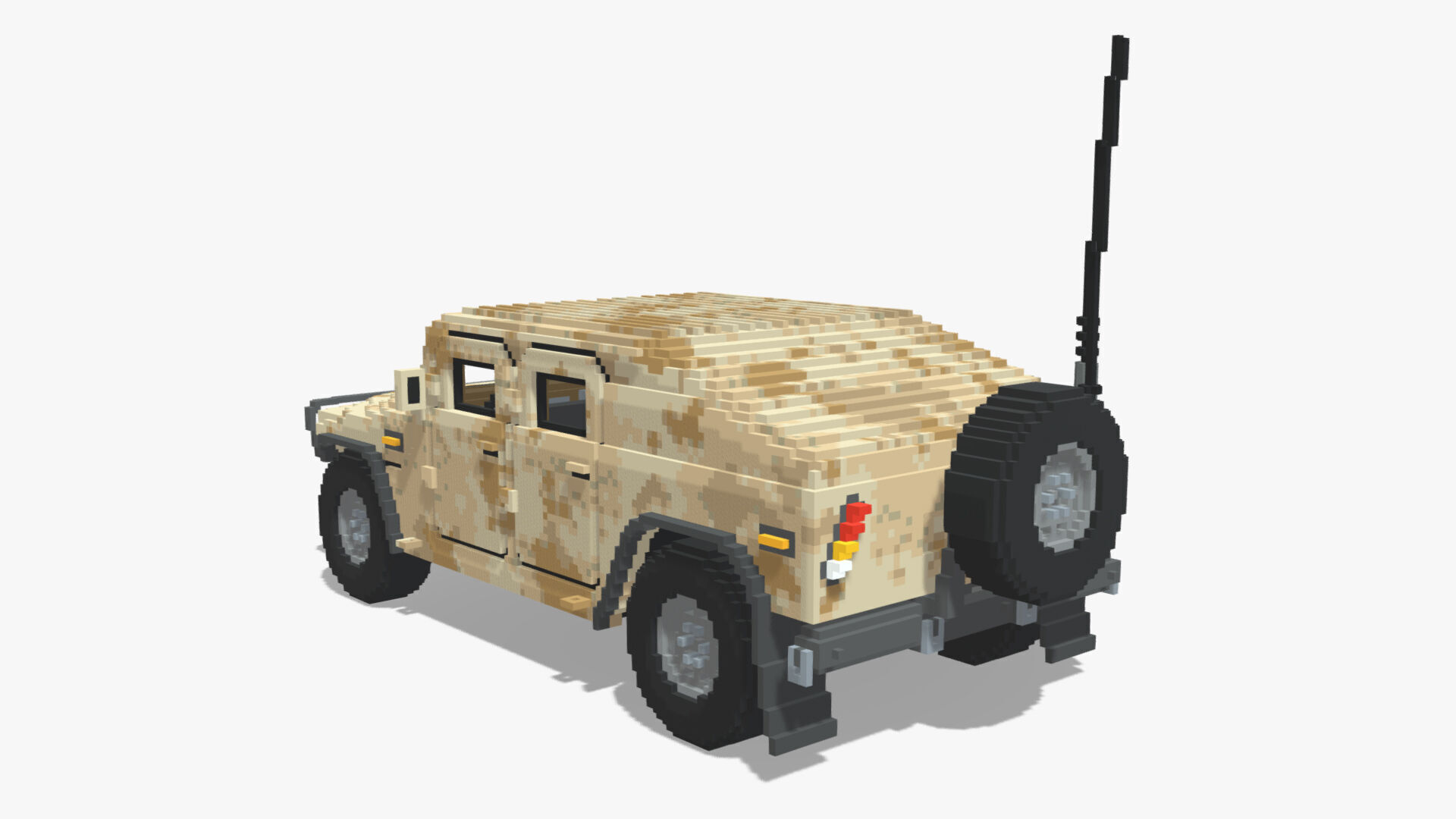 Voxel Military Humvee Low-poly 3D model_2