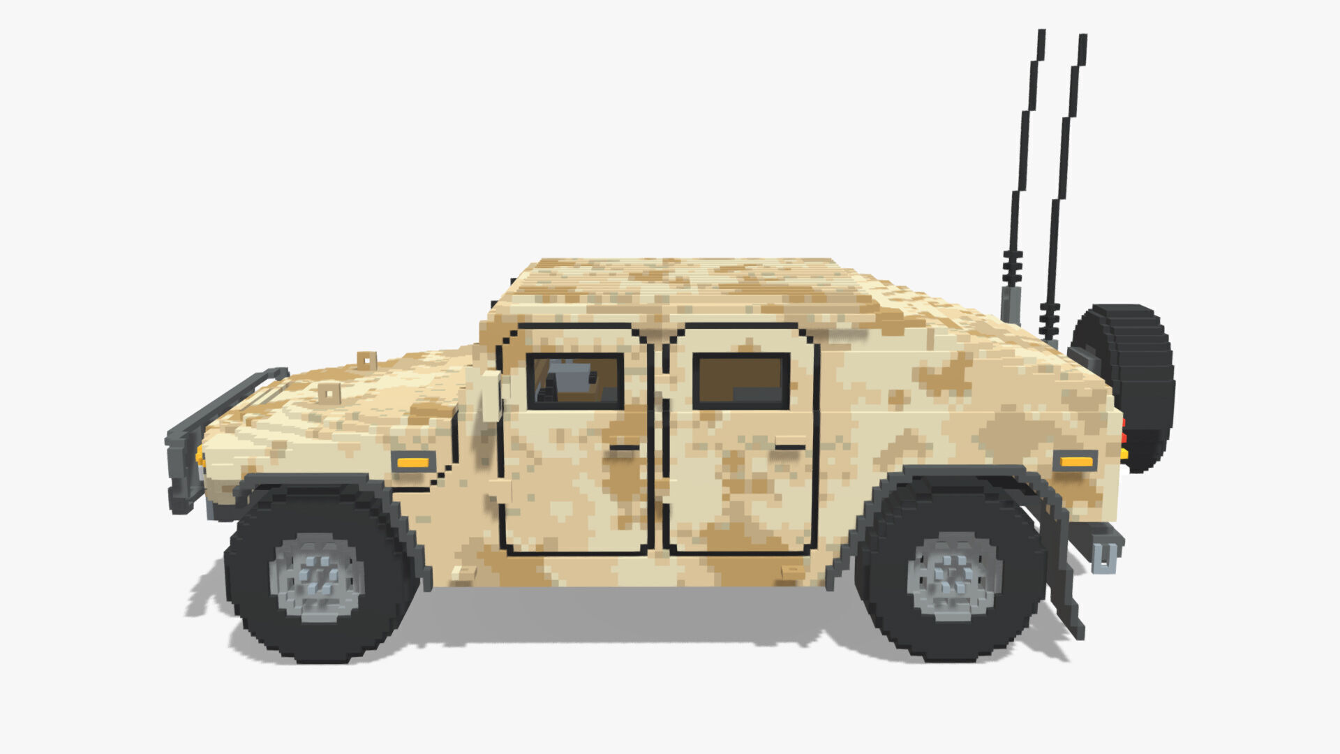 Voxel Military Humvee Low-poly 3D model_1