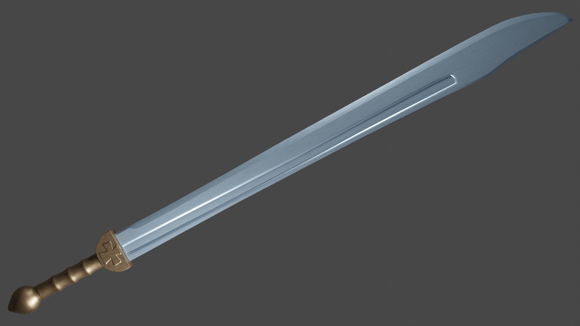 Grossmesser sword with Gladius handle Low-poly 3D model_2