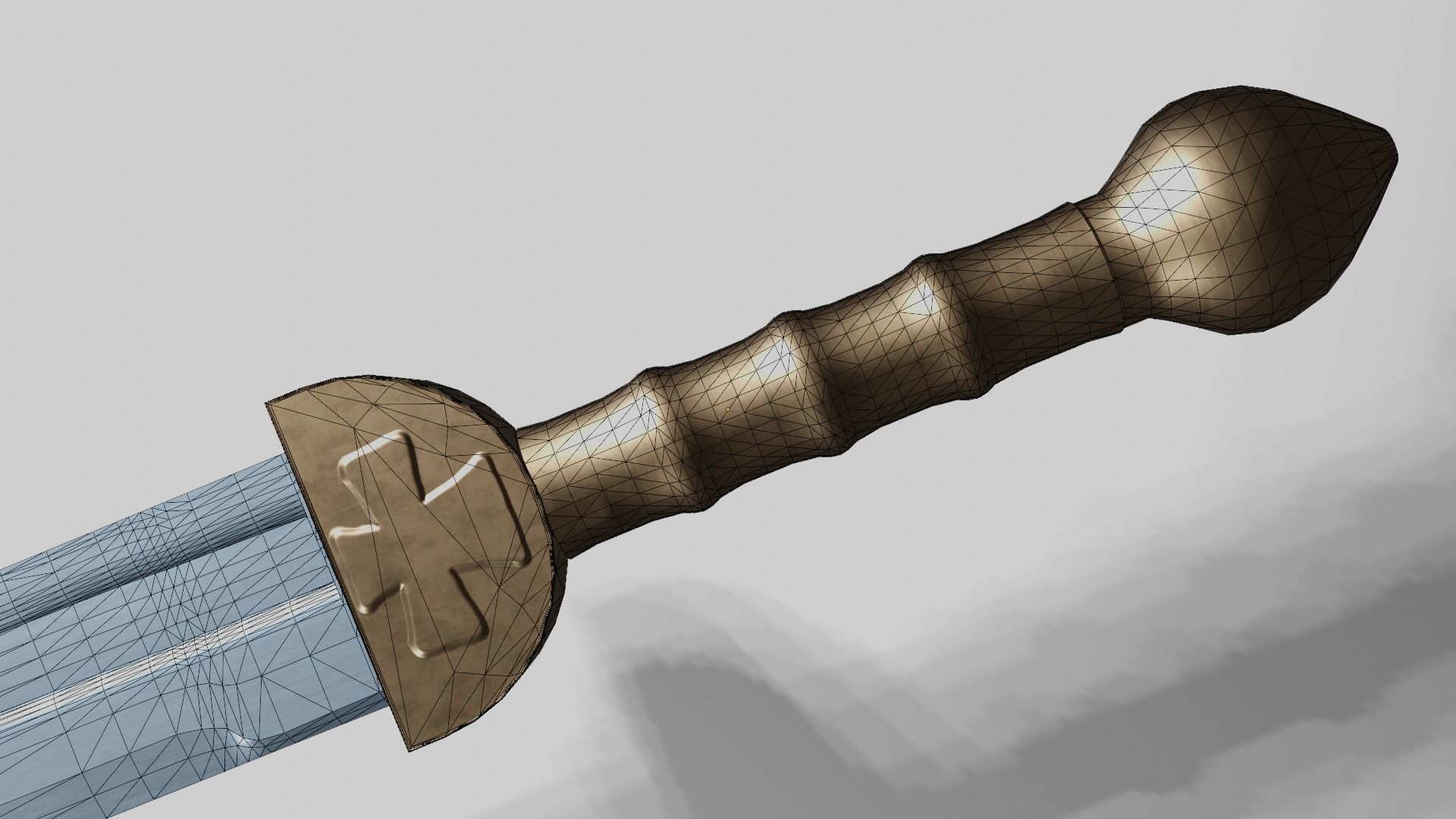 Grossmesser sword with Gladius handle Low-poly 3D model_13