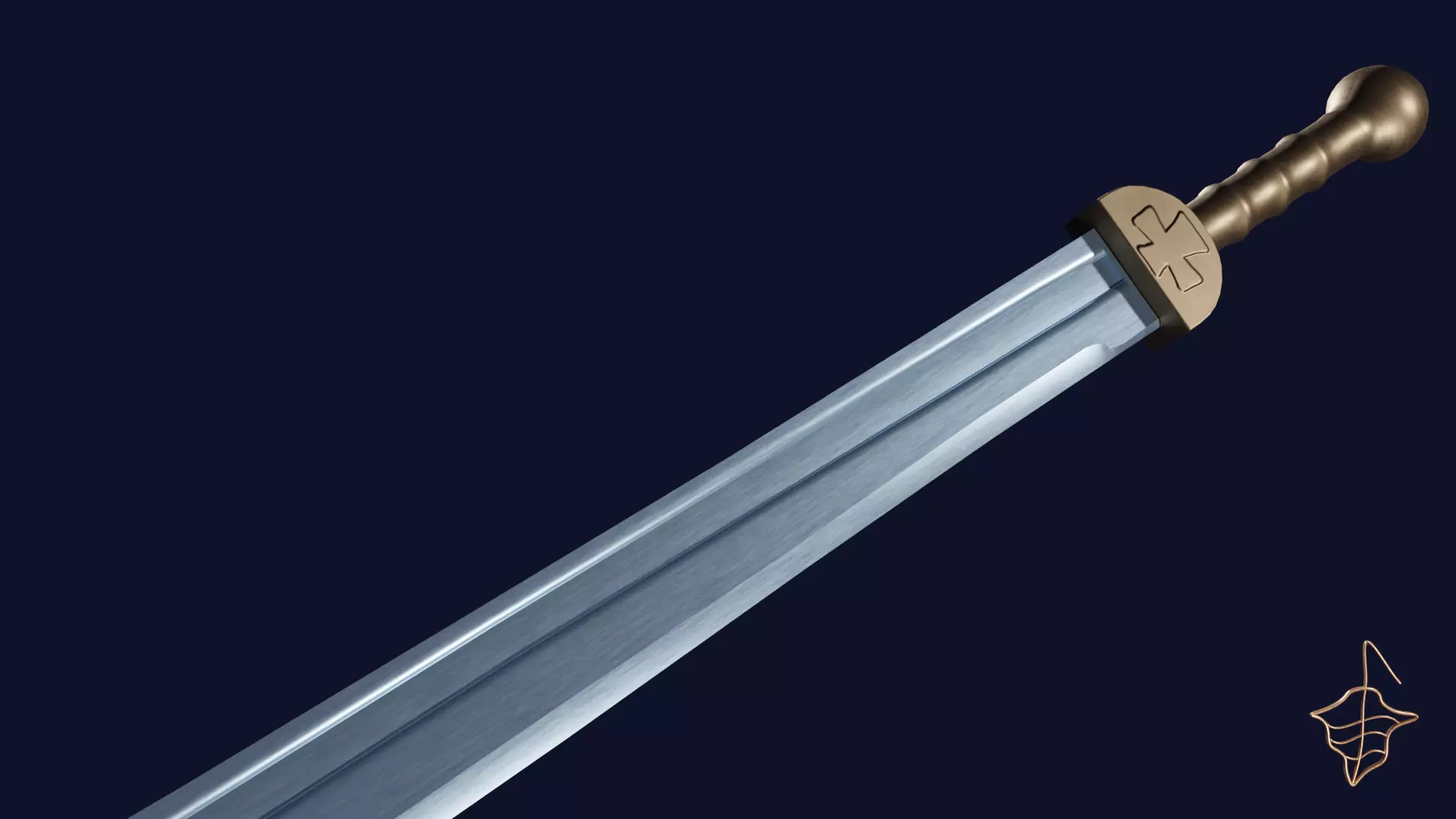 Grossmesser sword with Gladius handle Low-poly 3D model_0