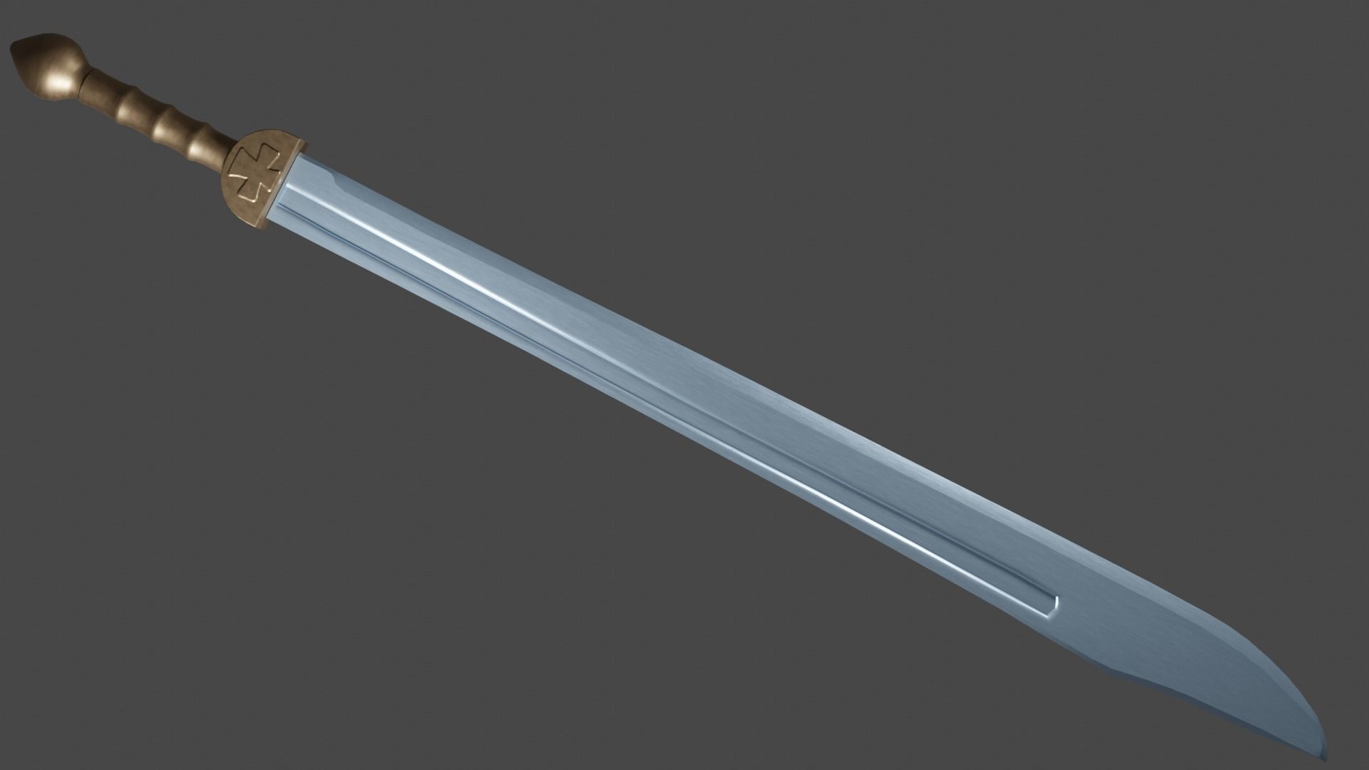 Grossmesser sword with Gladius handle Low-poly 3D model_1