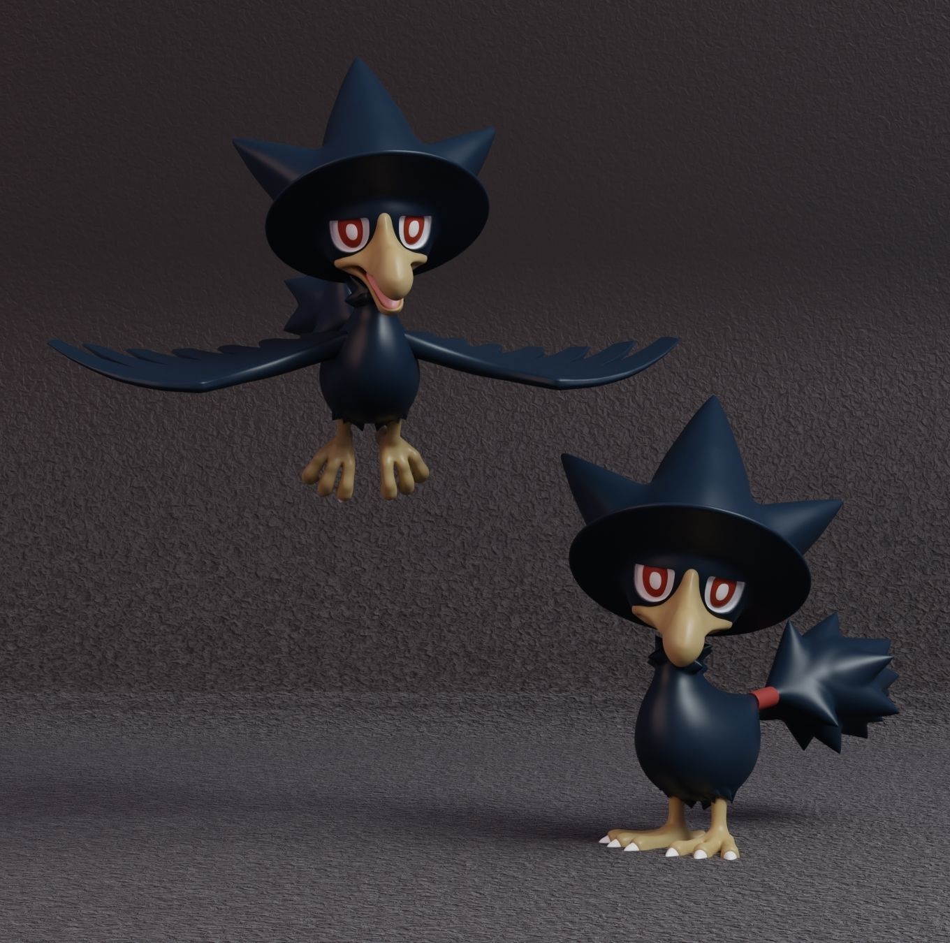 Pokemon - Murkrow and Honchkrow with 2 poses 3D print model_1