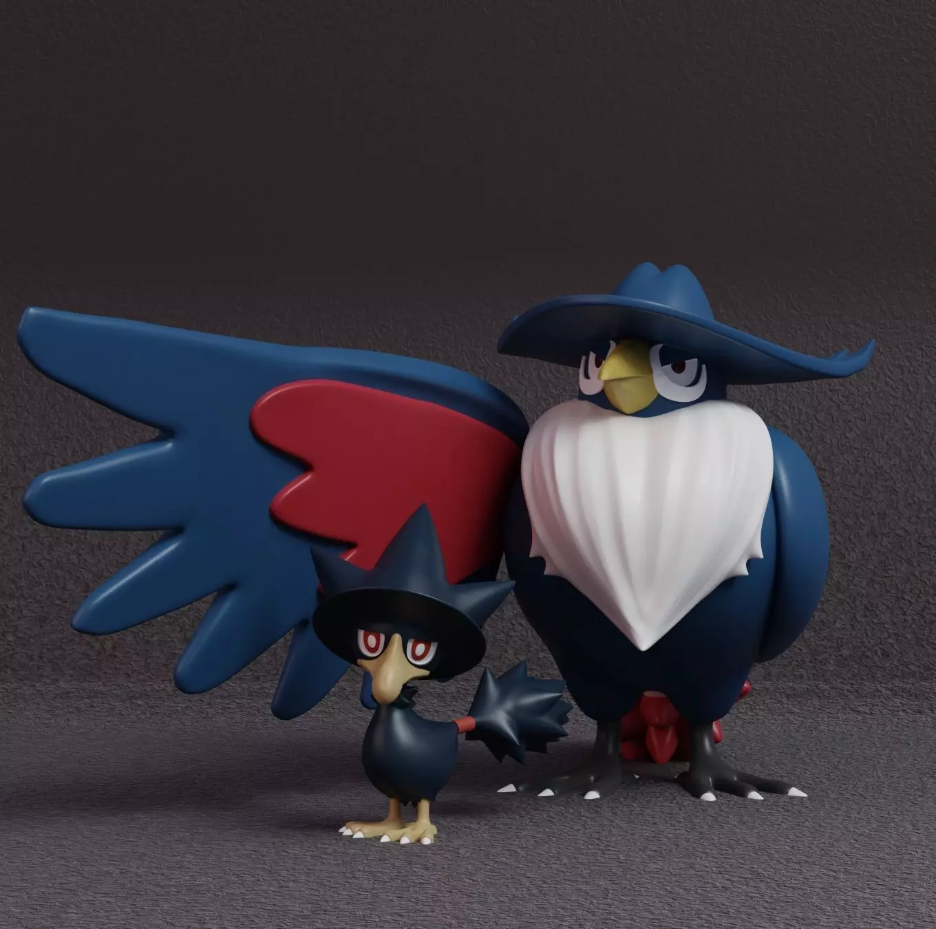Pokemon - Murkrow and Honchkrow with 2 poses 3D print model_0