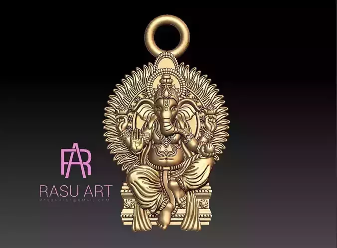GANESH GOLD PENDANT Texture