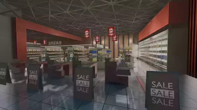 VR Supermarket Low-poly 3D model