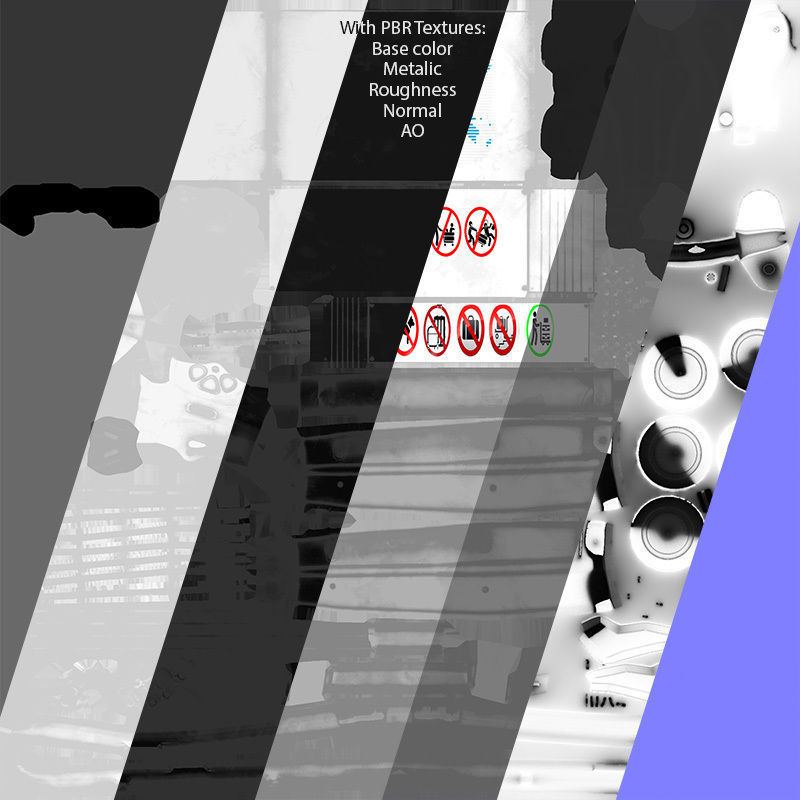 Airport Trolley Low-poly 3D model_6