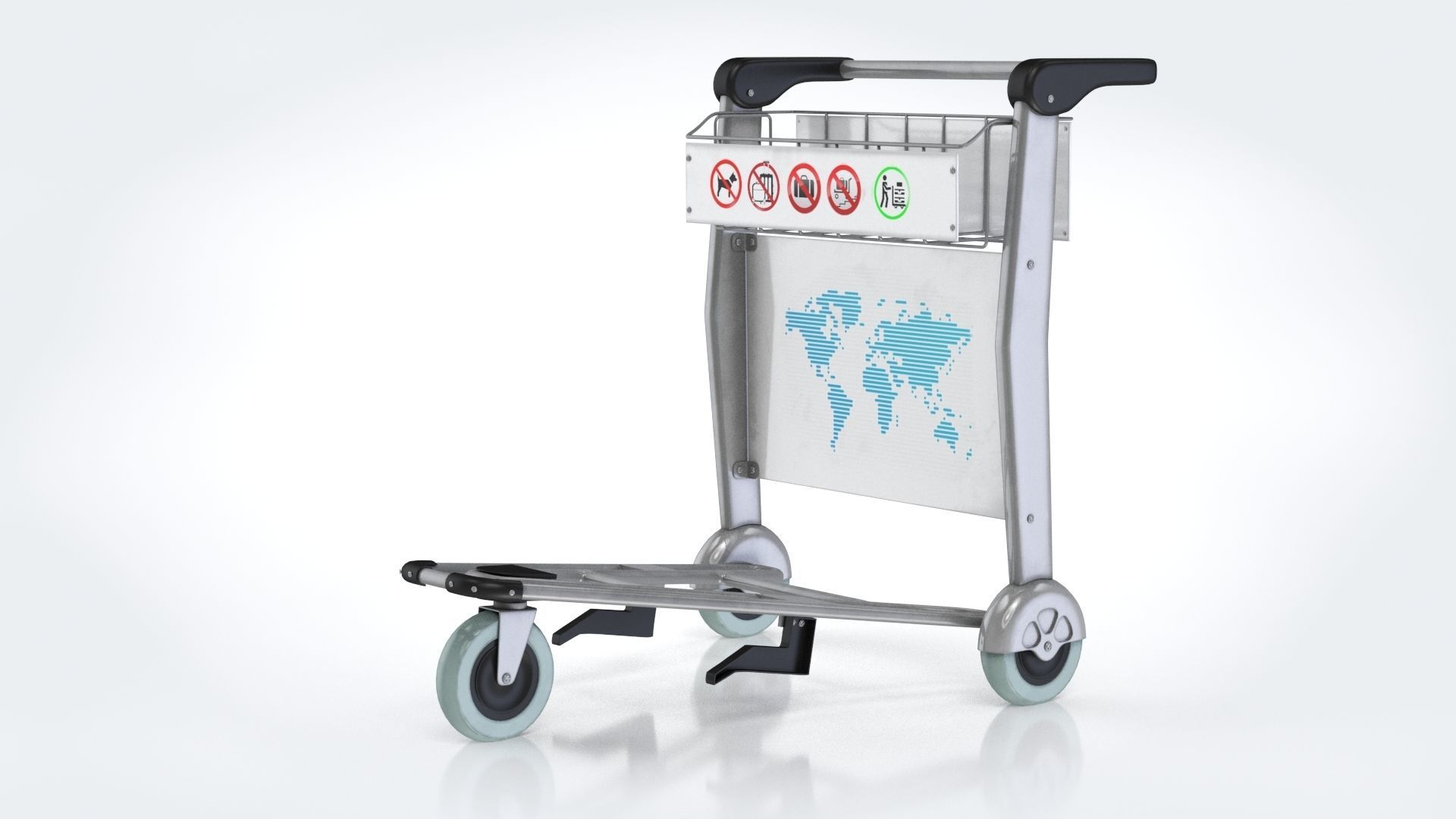 Airport Trolley Low-poly 3D model_1