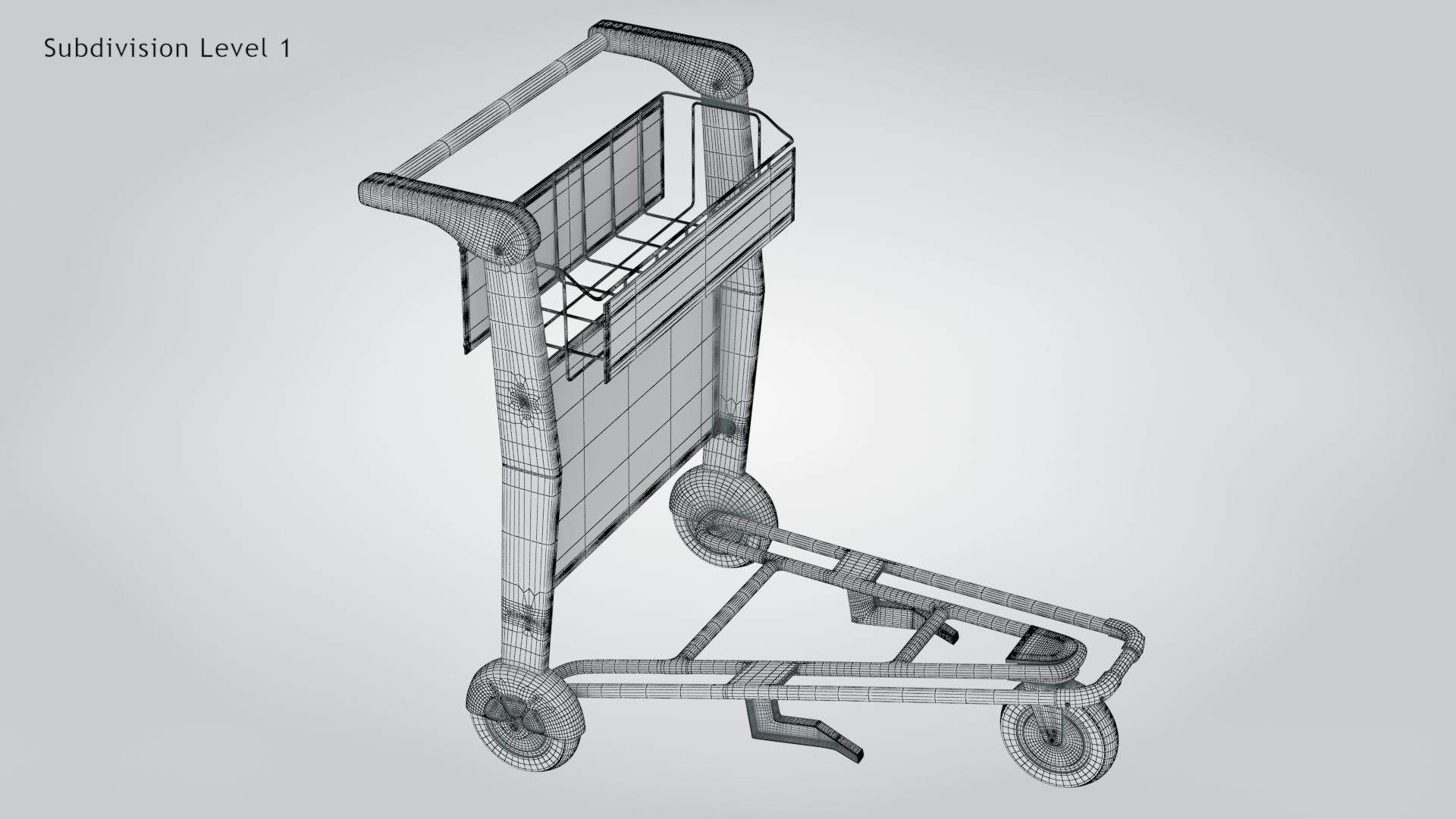 Airport Trolley Low-poly 3D model_9