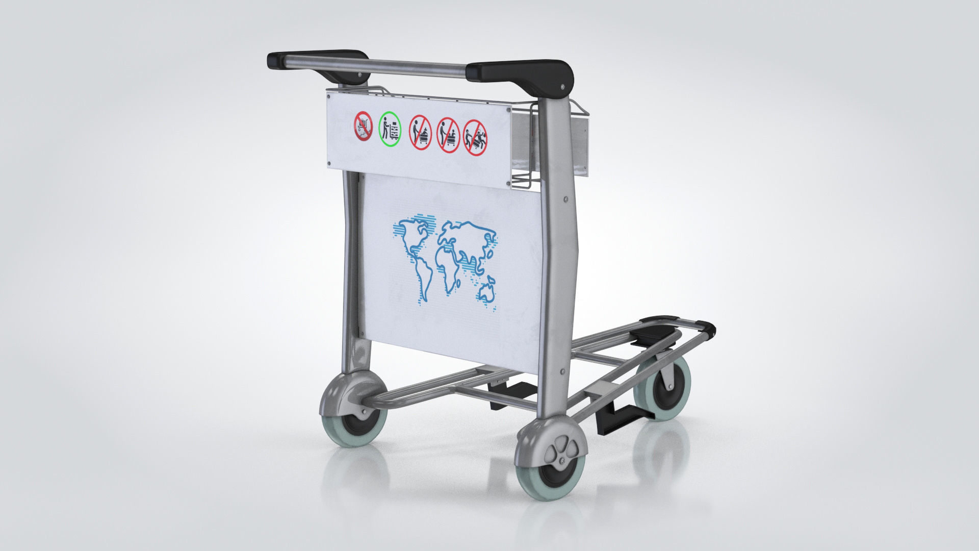 Airport Trolley Low-poly 3D model_4