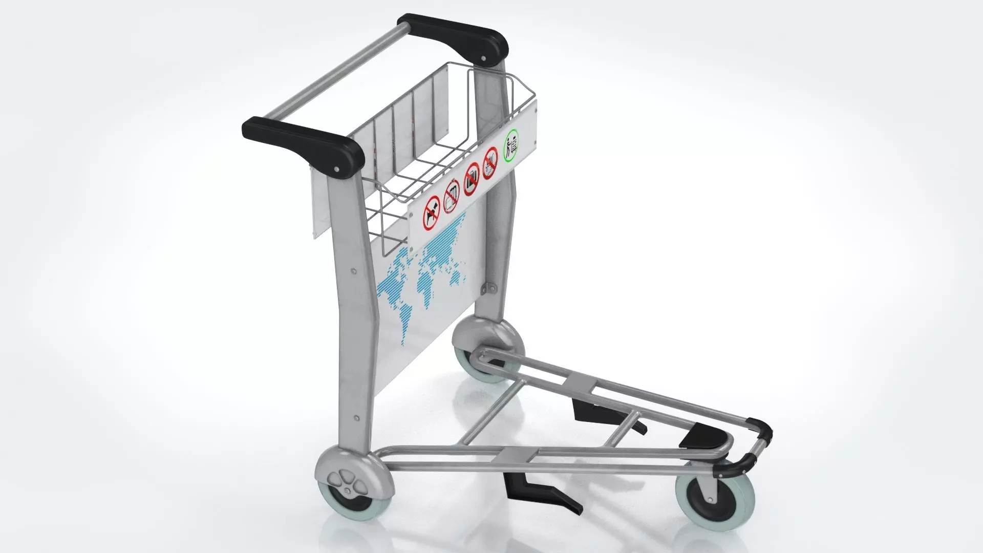 Airport Trolley Low-poly 3D model_0