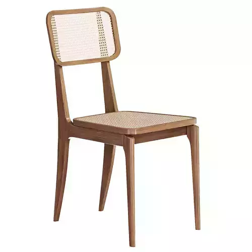  Rustic Walnut Side Chair Cane by Homary