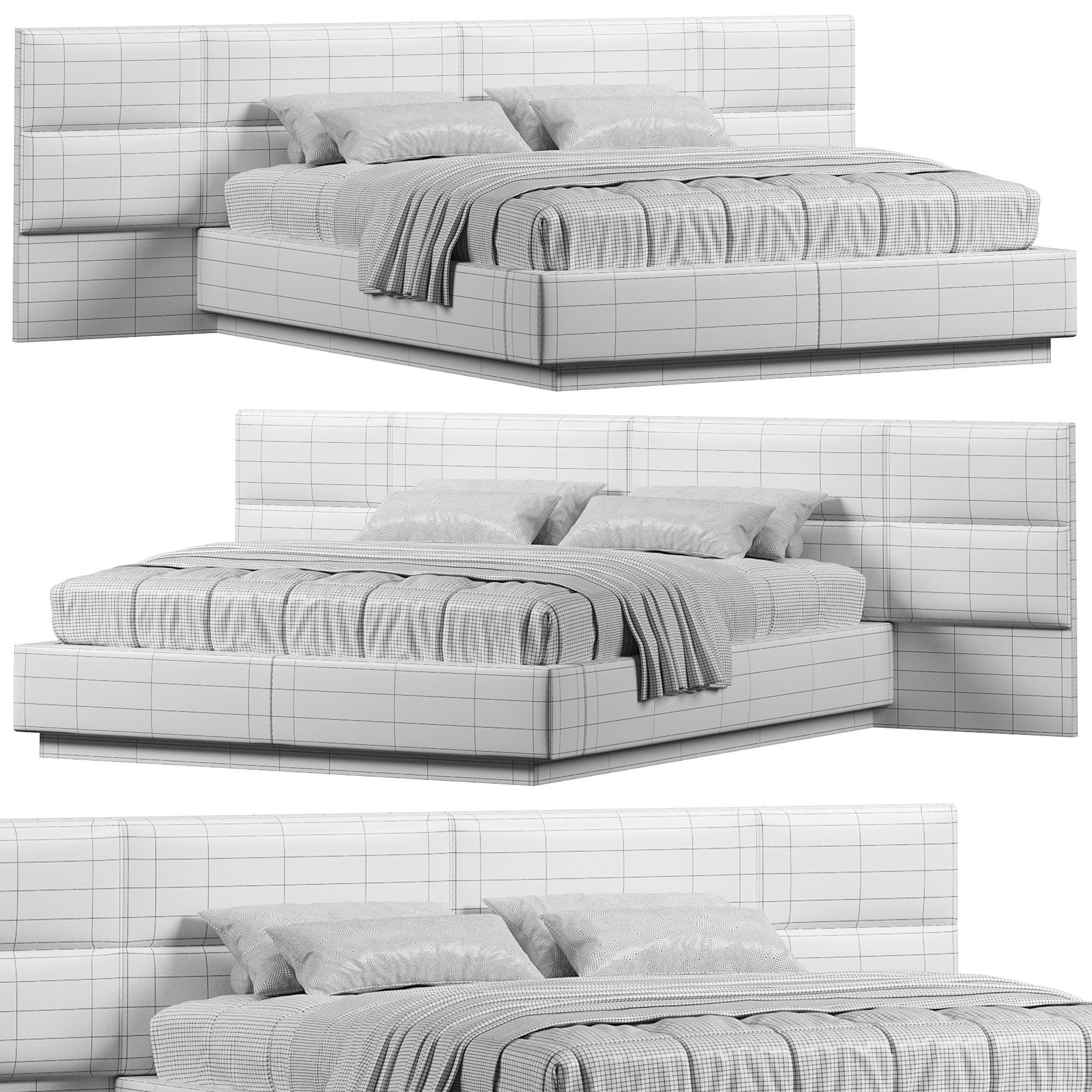 Istanbul Bed With Extensions By Lazzoni  3D model_2