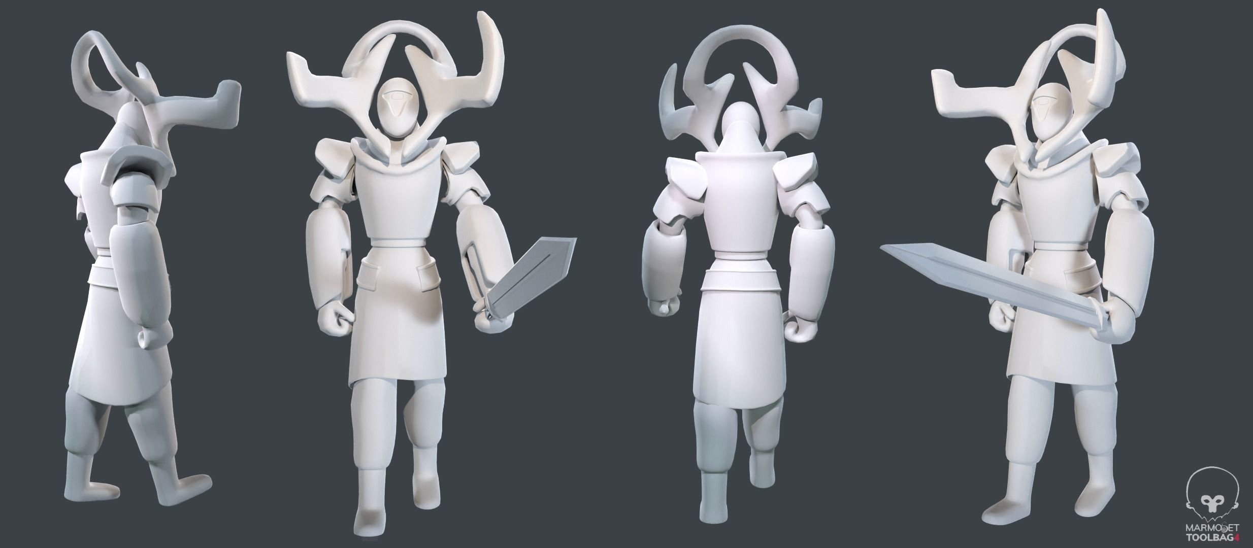 Ancient Statue Soldier Low-poly 3D model_17