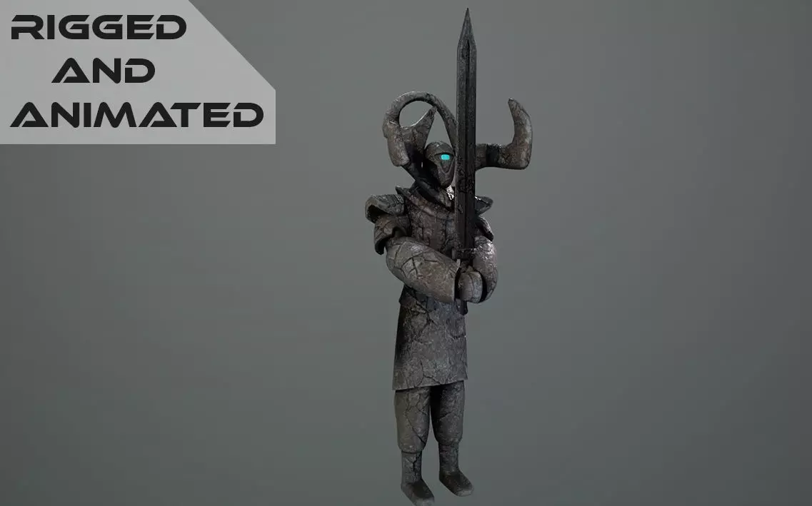 Ancient Statue Soldier Low-poly 3D model_0