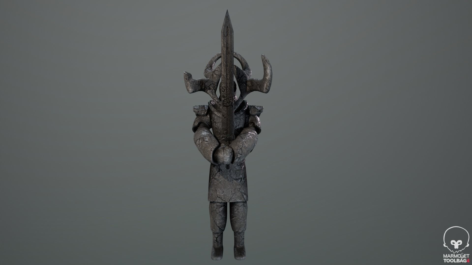 Ancient Statue Soldier Low-poly 3D model_13