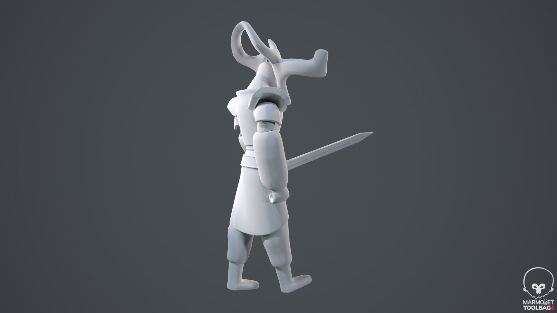 Ancient Statue Soldier Low-poly 3D model_21