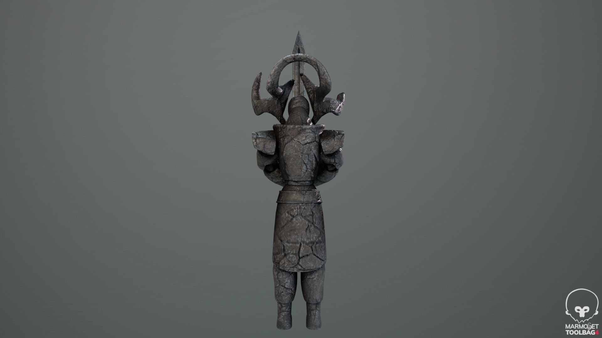 Ancient Statue Soldier Low-poly 3D model_14