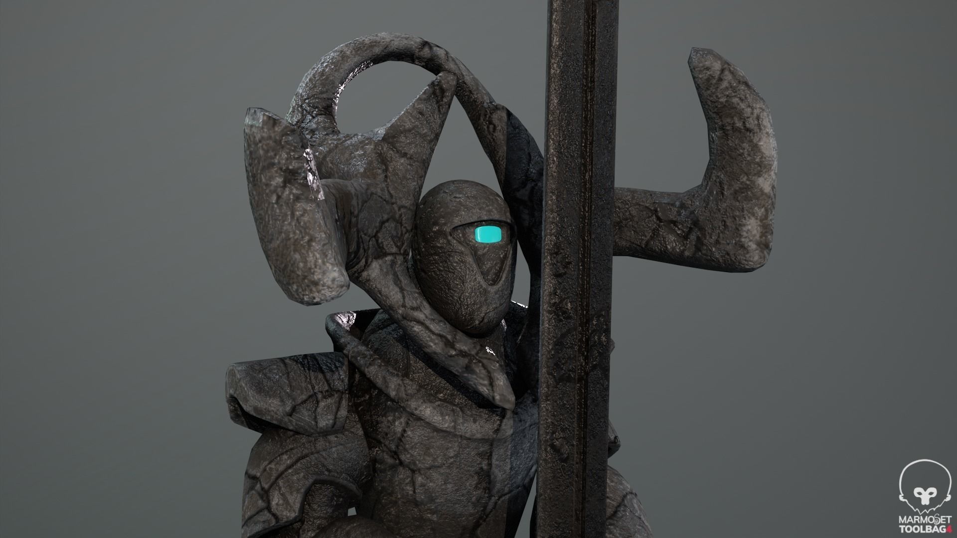 Ancient Statue Soldier Low-poly 3D model_7