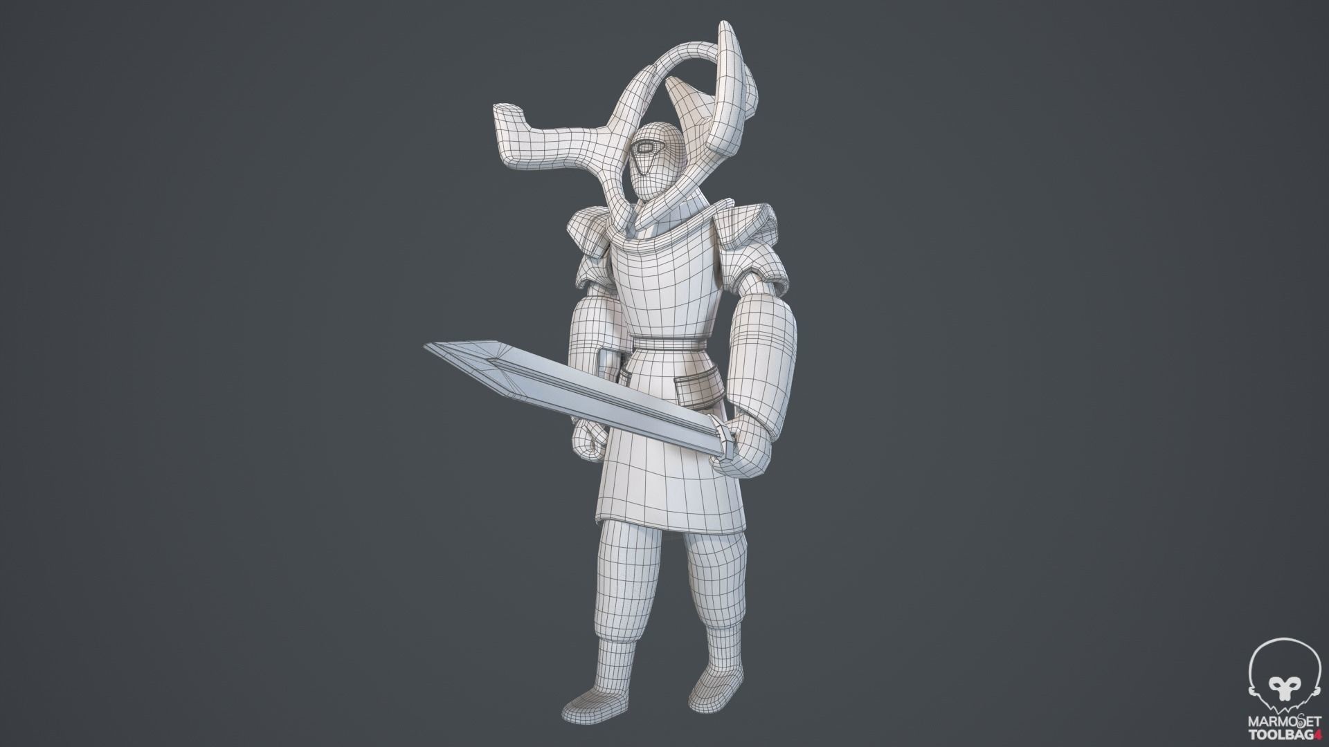 Ancient Statue Soldier Low-poly 3D model_19