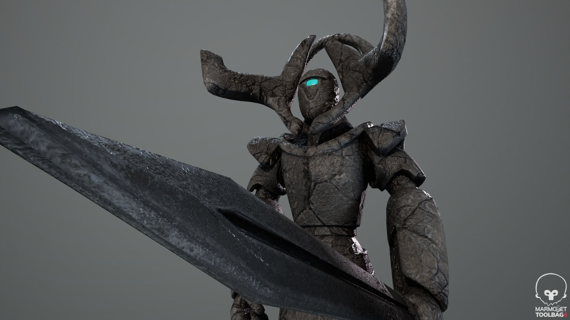 Ancient Statue Soldier Low-poly 3D model_5