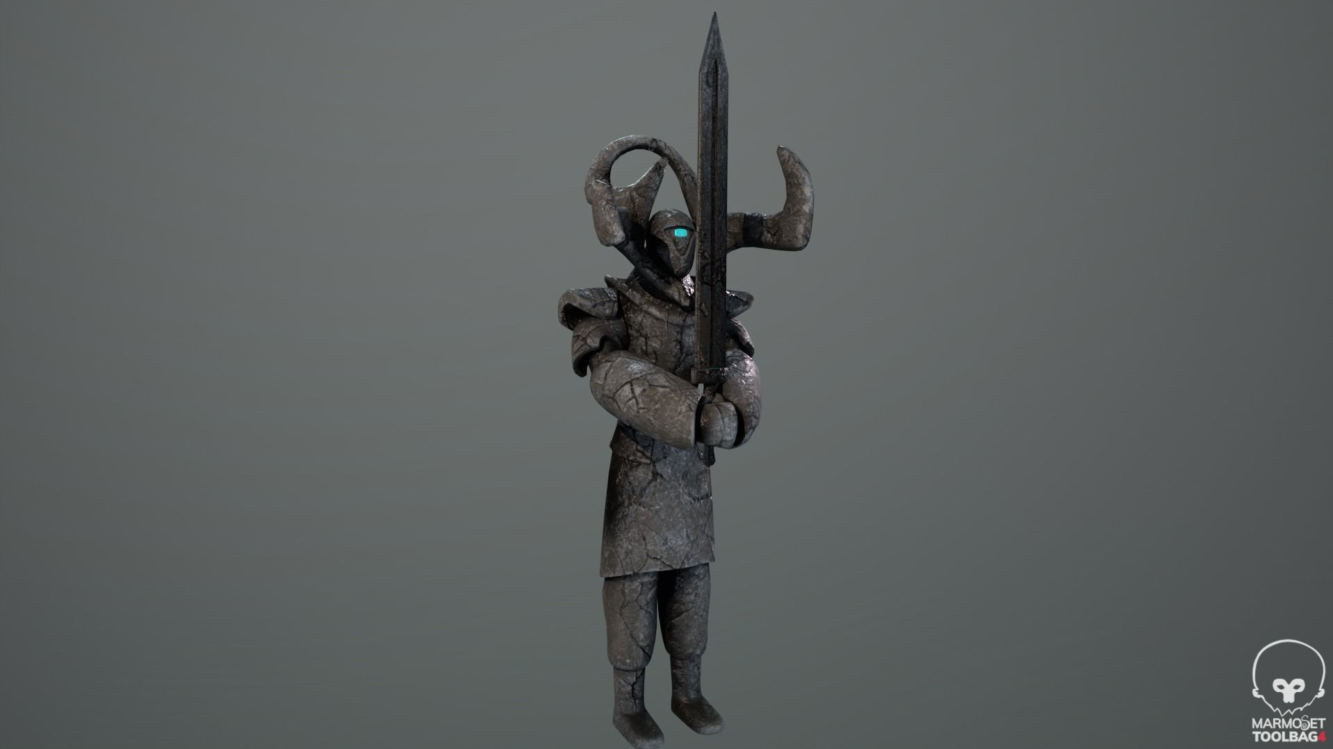 Ancient Statue Soldier Low-poly 3D model_8