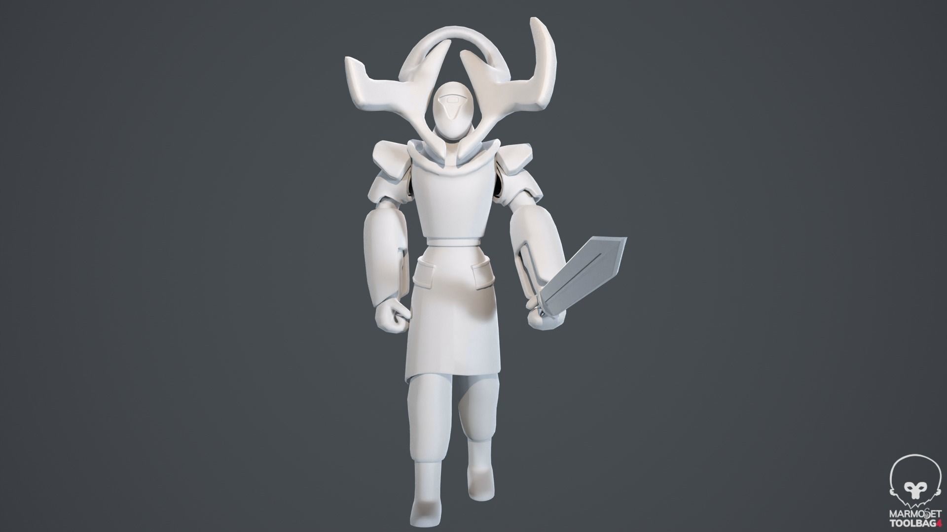 Ancient Statue Soldier Low-poly 3D model_18