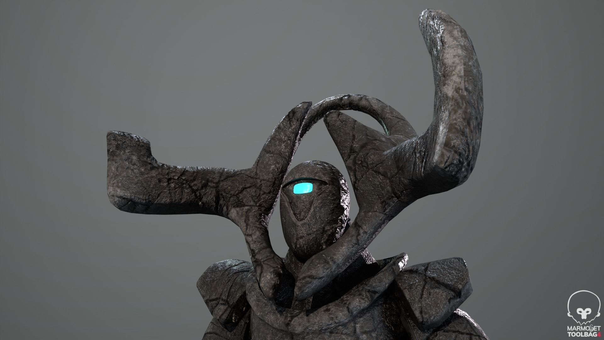 Ancient Statue Soldier Low-poly 3D model_6