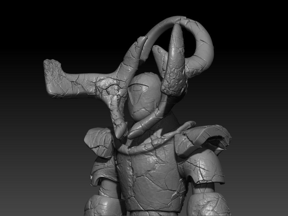 Ancient Statue Soldier Low-poly 3D model_11