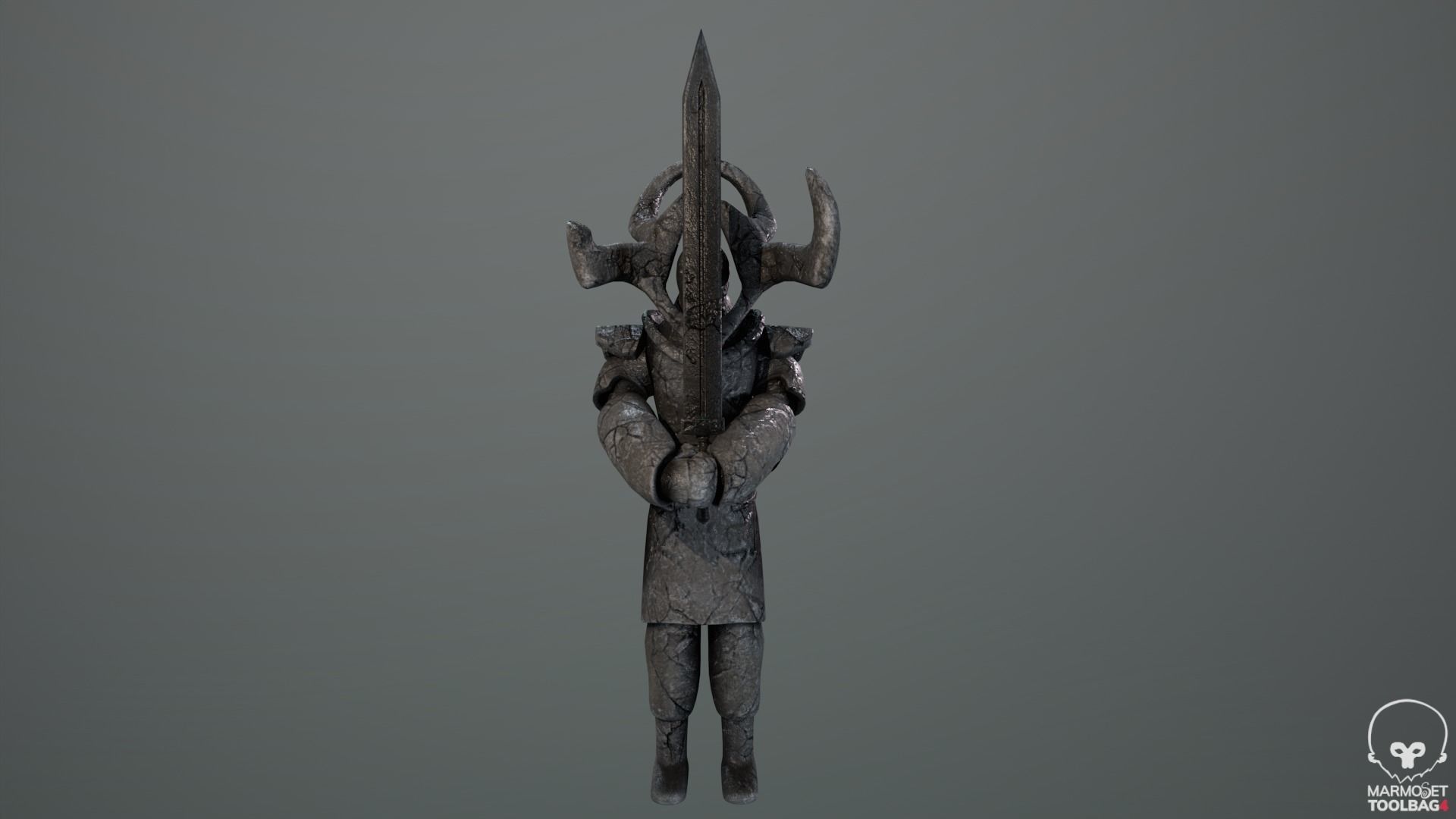 Ancient Statue Soldier Low-poly 3D model_12