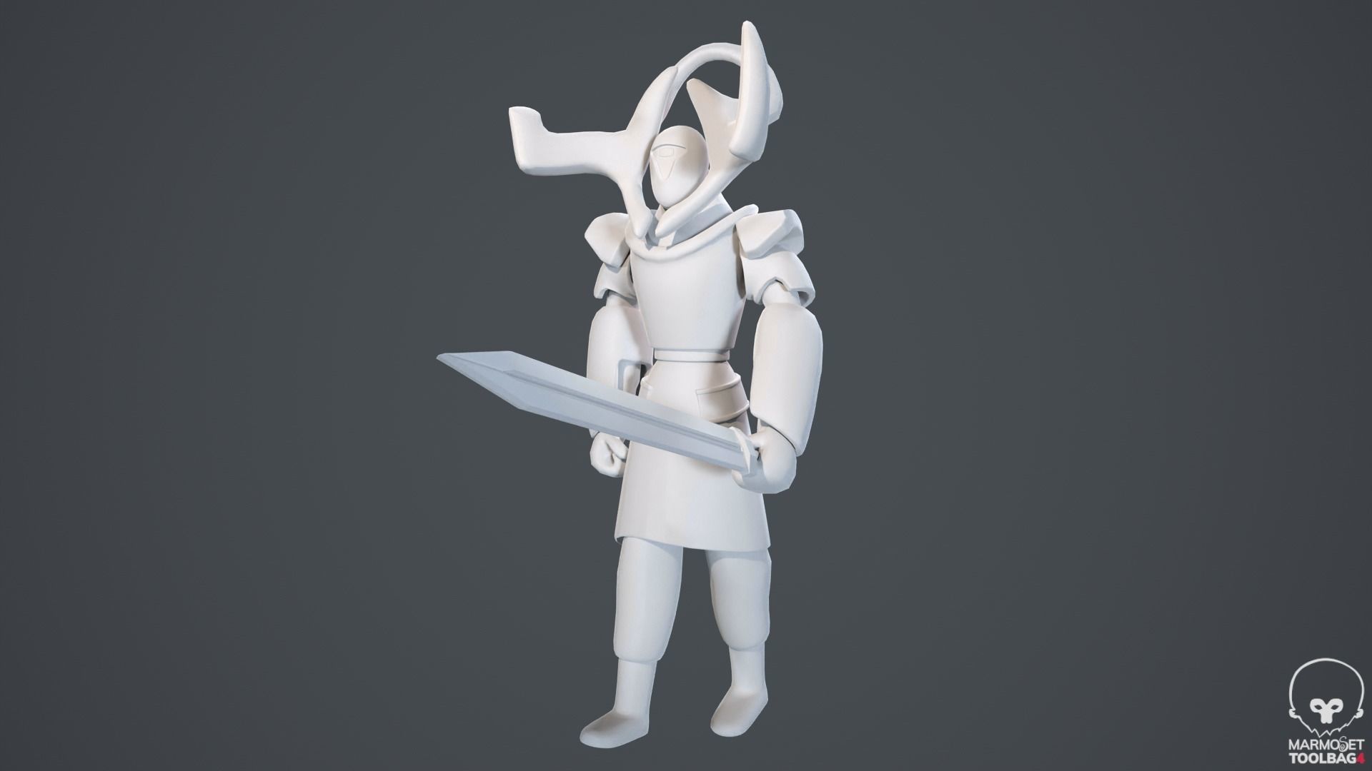 Ancient Statue Soldier Low-poly 3D model_22