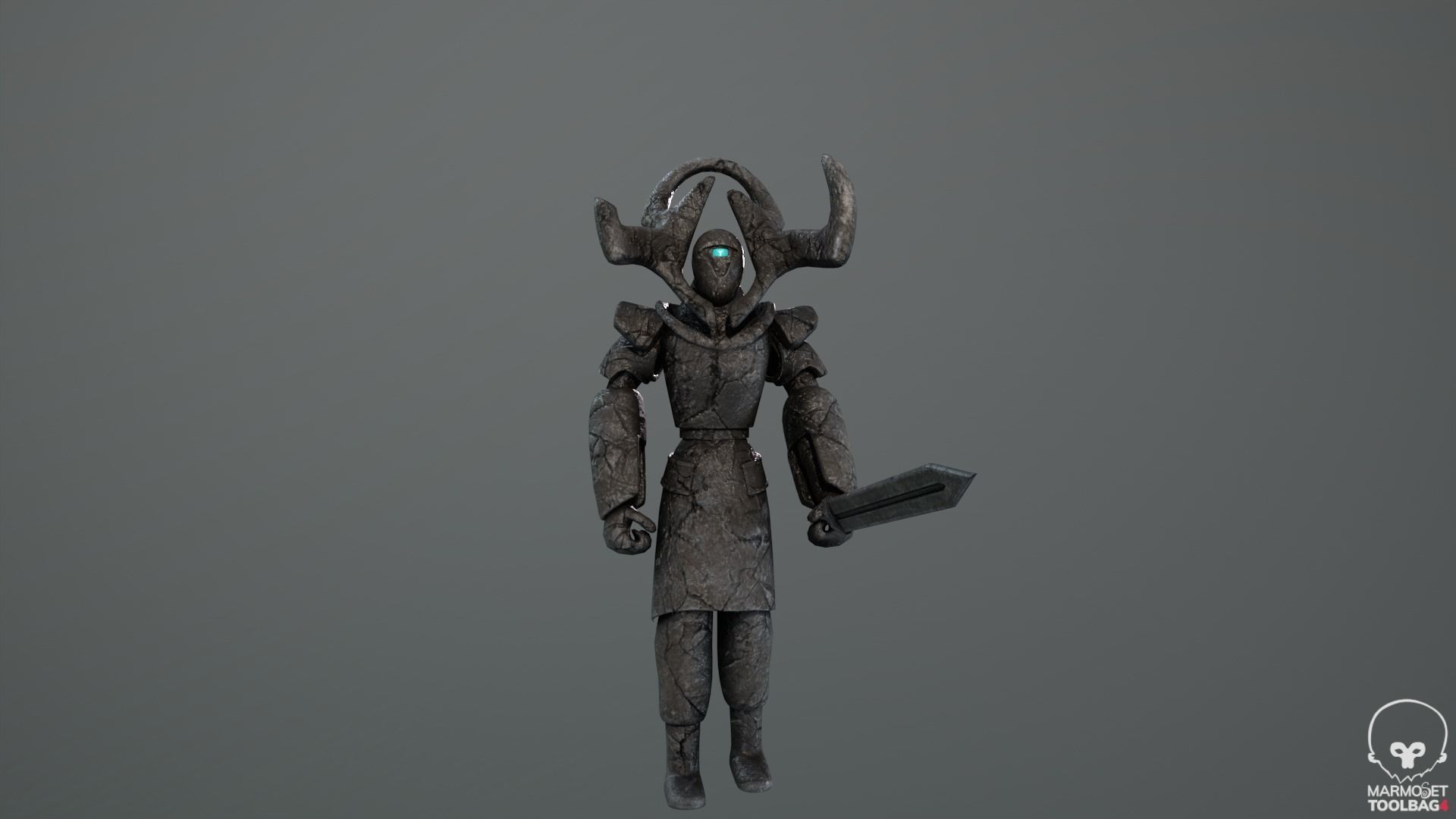 Ancient Statue Soldier Low-poly 3D model_9