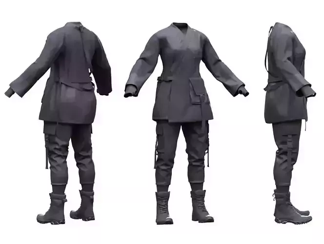 Female Military Outfit 6 Low-poly 3D model