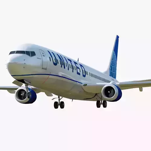 Boeing 737-800 United Air lines Low-poly 3D model