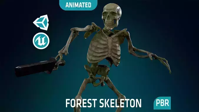 Skeleton Undead Warrior Forest - Lowpoly - Game Ready Low-poly 3D model