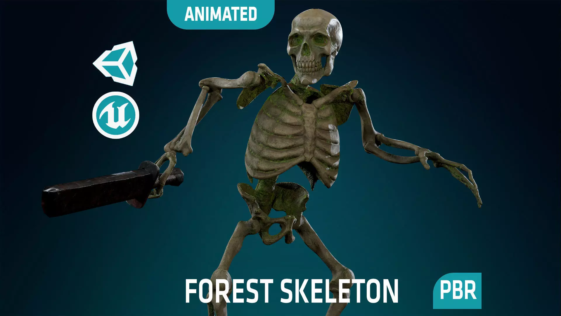 Skeleton Undead Warrior Forest - Lowpoly - Game Ready Low-poly 3D model_0
