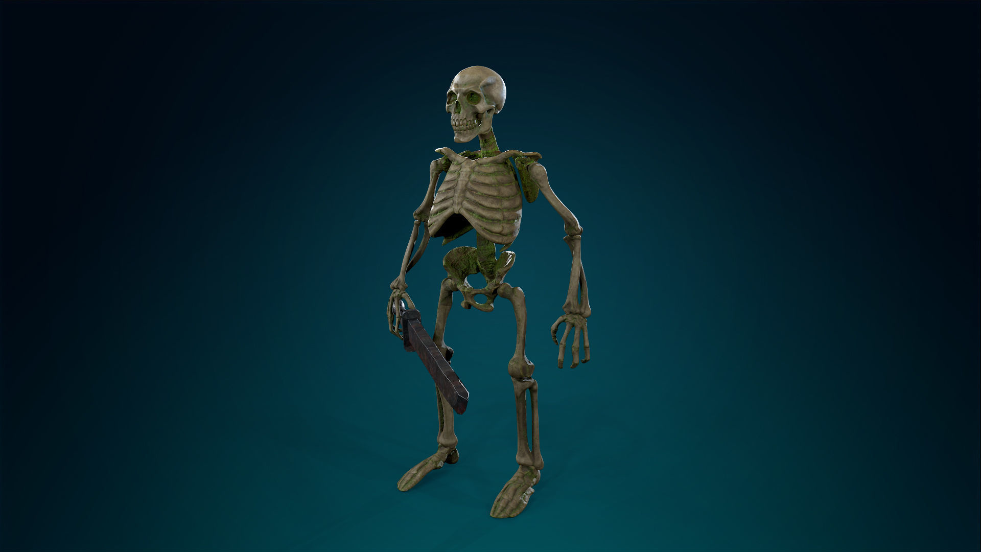Skeleton Undead Warrior Forest - Lowpoly - Game Ready Low-poly 3D model_19