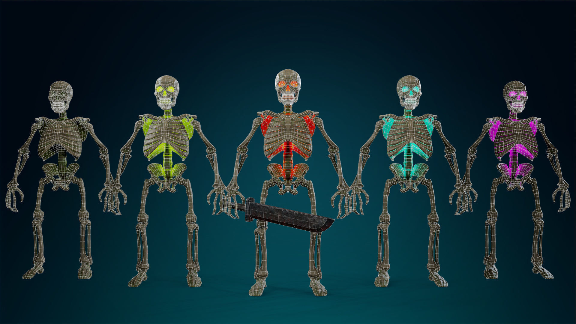 Skeleton Undead Warrior Forest - Lowpoly - Game Ready Low-poly 3D model_3