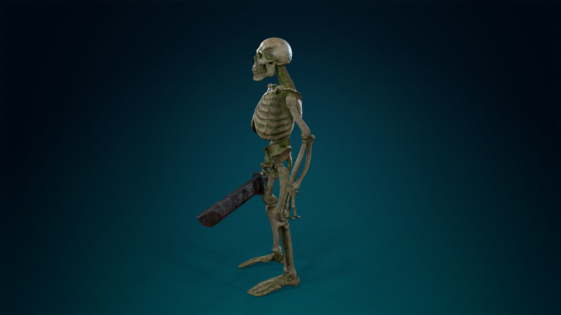 Skeleton Undead Warrior Forest - Lowpoly - Game Ready Low-poly 3D model_17