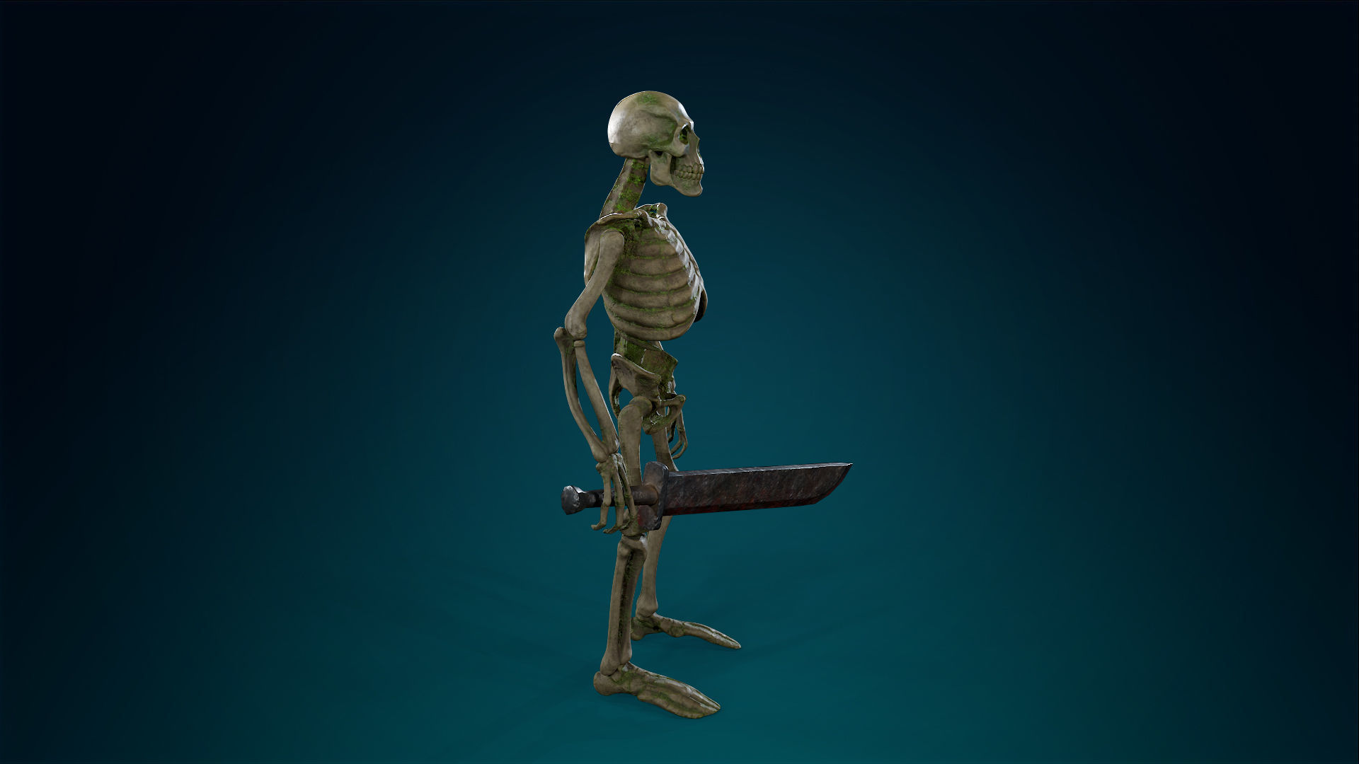 Skeleton Undead Warrior Forest - Lowpoly - Game Ready Low-poly 3D model_8