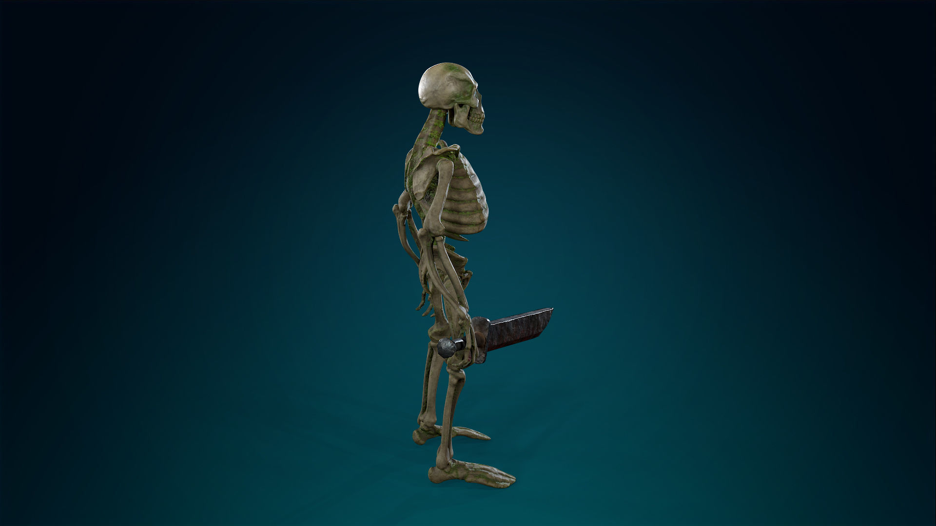 Skeleton Undead Warrior Forest - Lowpoly - Game Ready Low-poly 3D model_9