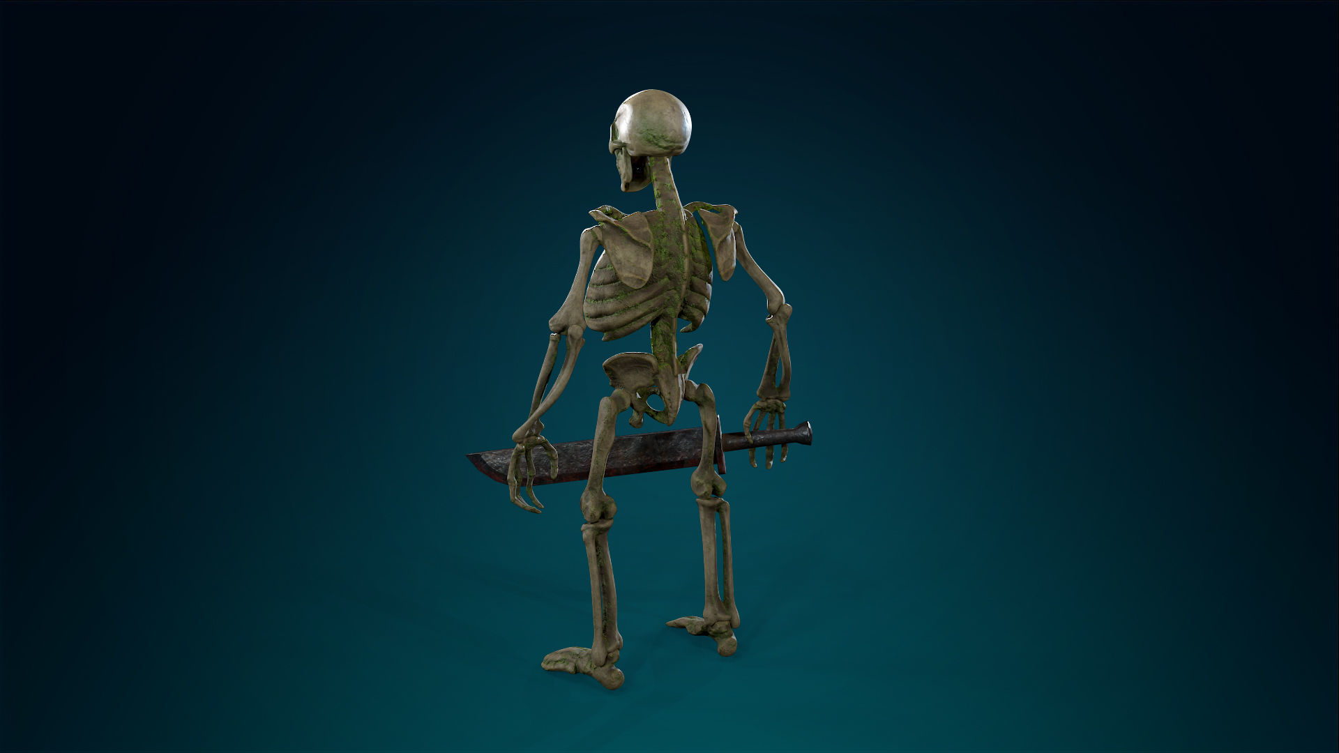 Skeleton Undead Warrior Forest - Lowpoly - Game Ready Low-poly 3D model_14