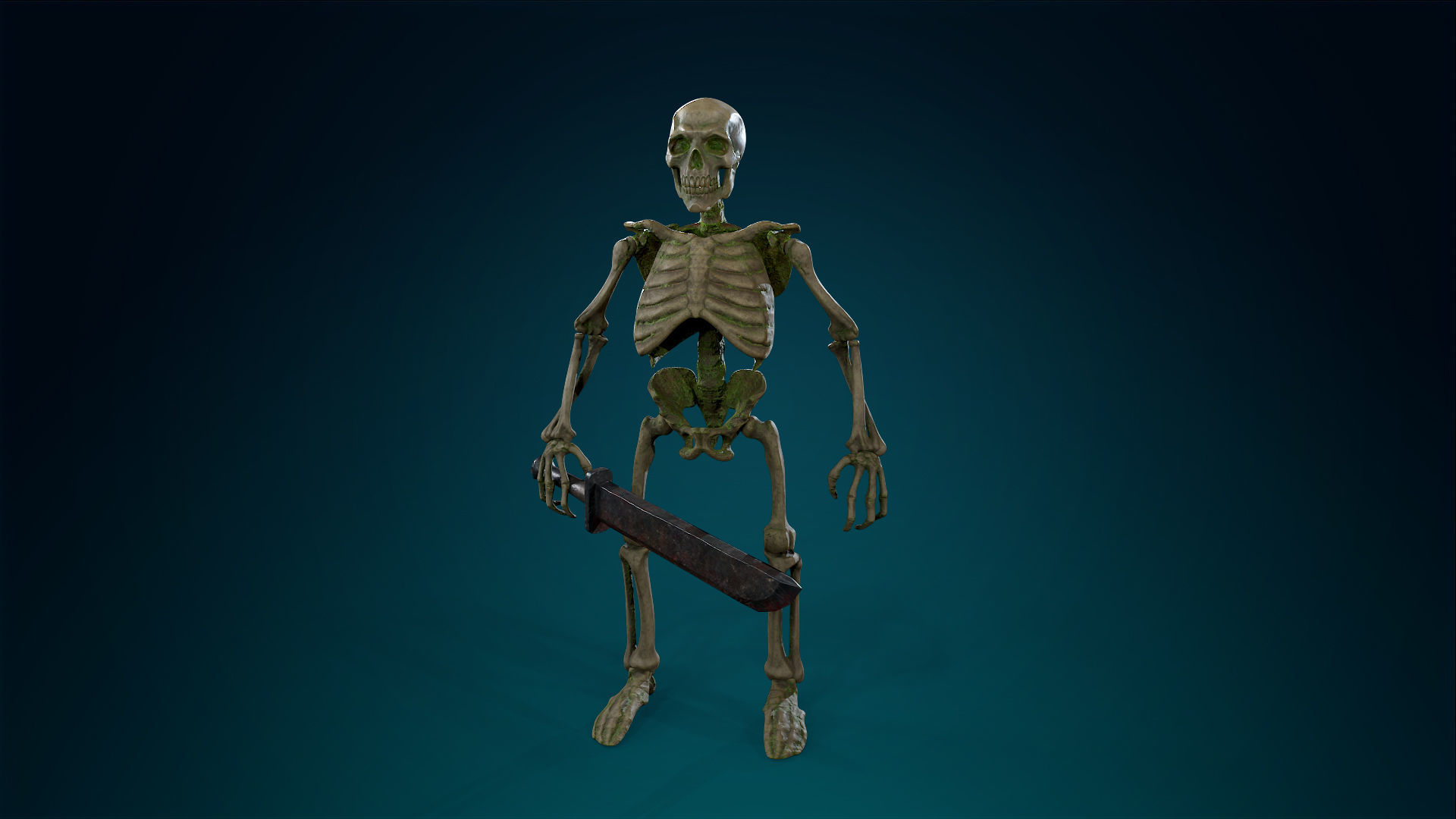 Skeleton Undead Warrior Forest - Lowpoly - Game Ready Low-poly 3D model_20