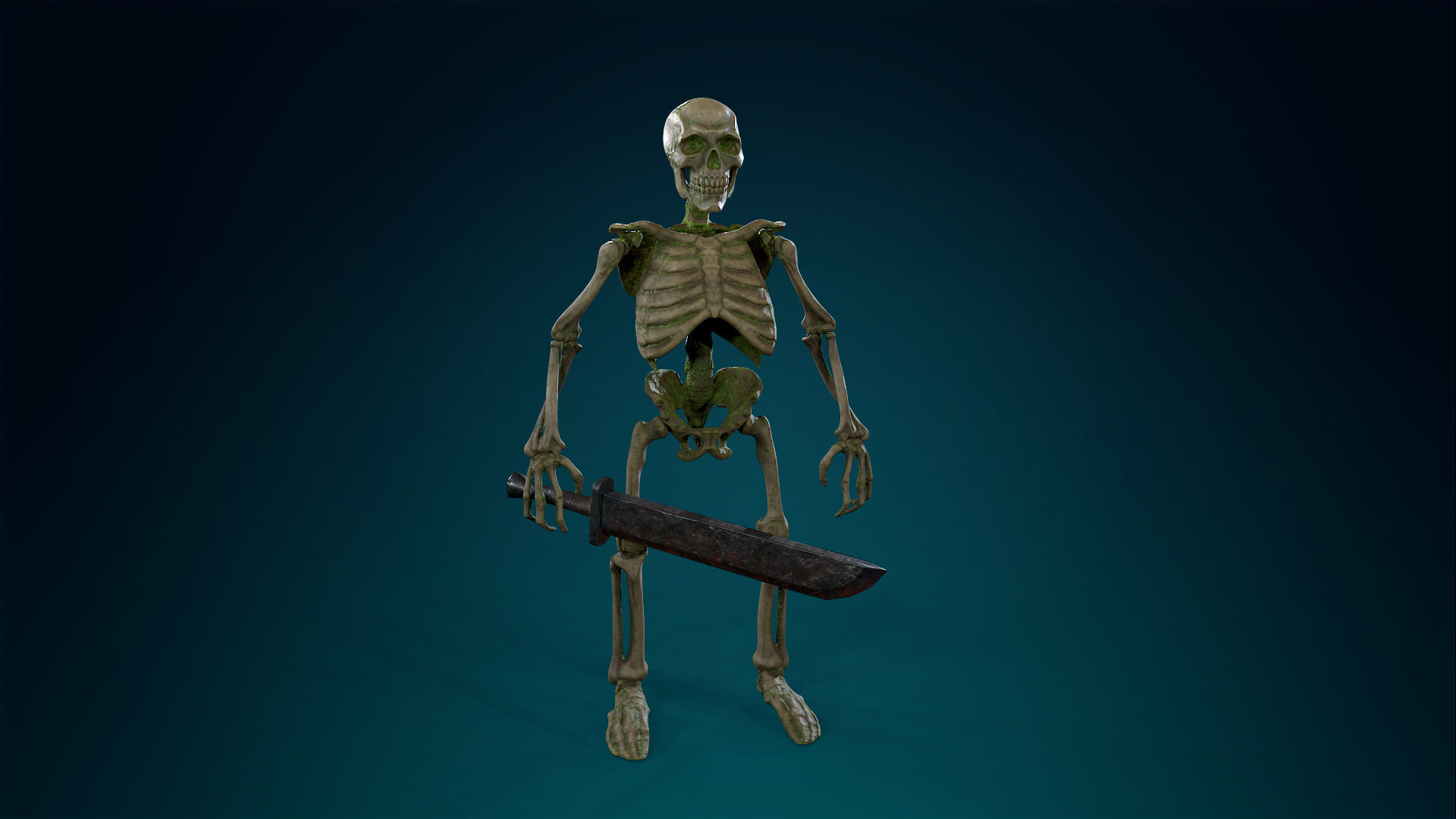 Skeleton Undead Warrior Forest - Lowpoly - Game Ready Low-poly 3D model_5