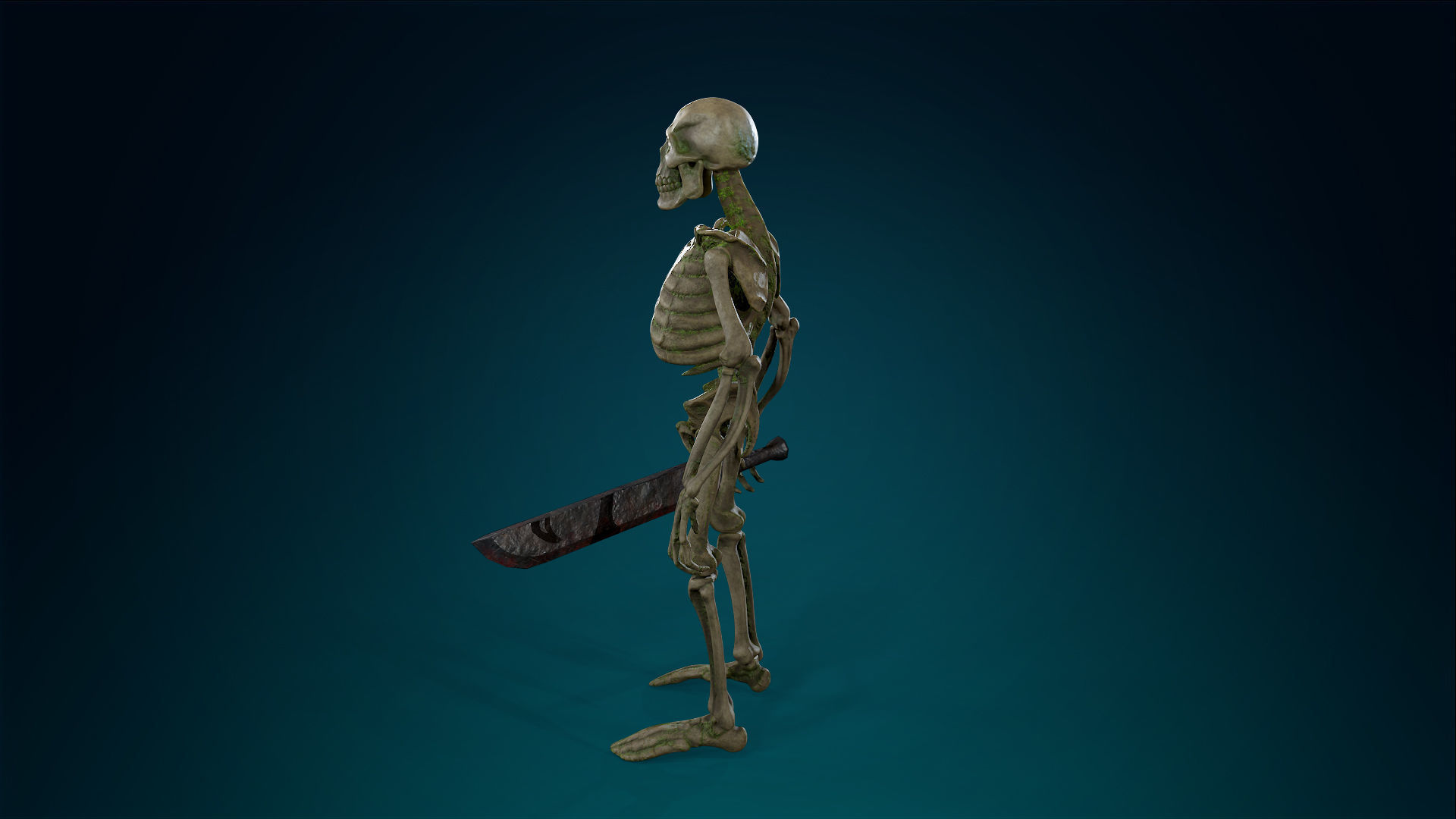 Skeleton Undead Warrior Forest - Lowpoly - Game Ready Low-poly 3D model_16