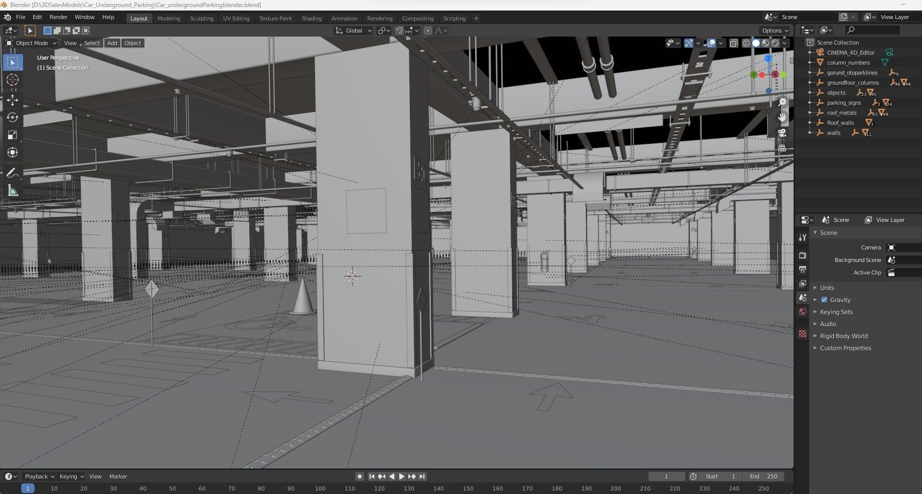Car Underground Parking 3D model_30