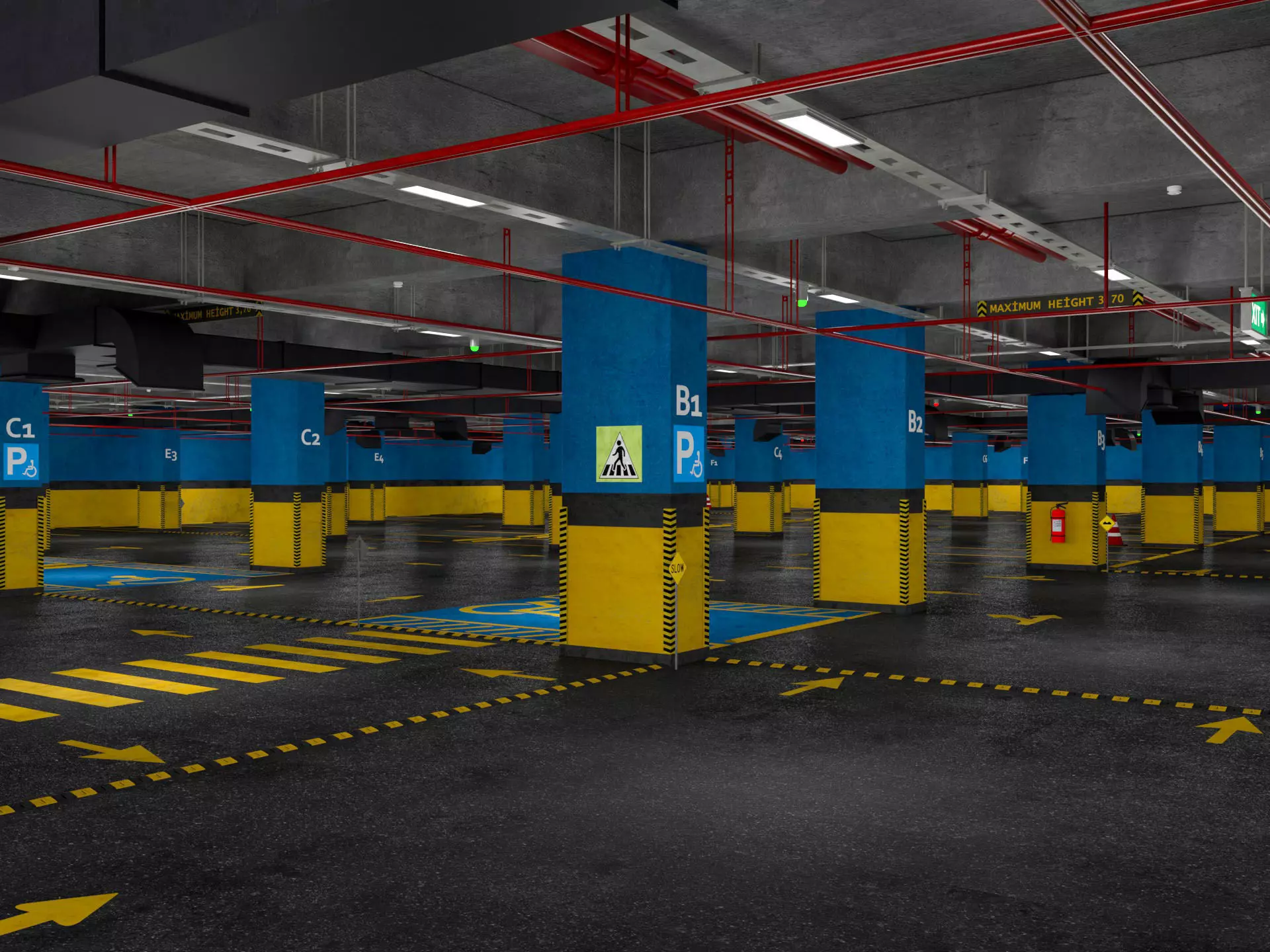 Car Underground Parking 3D model_0