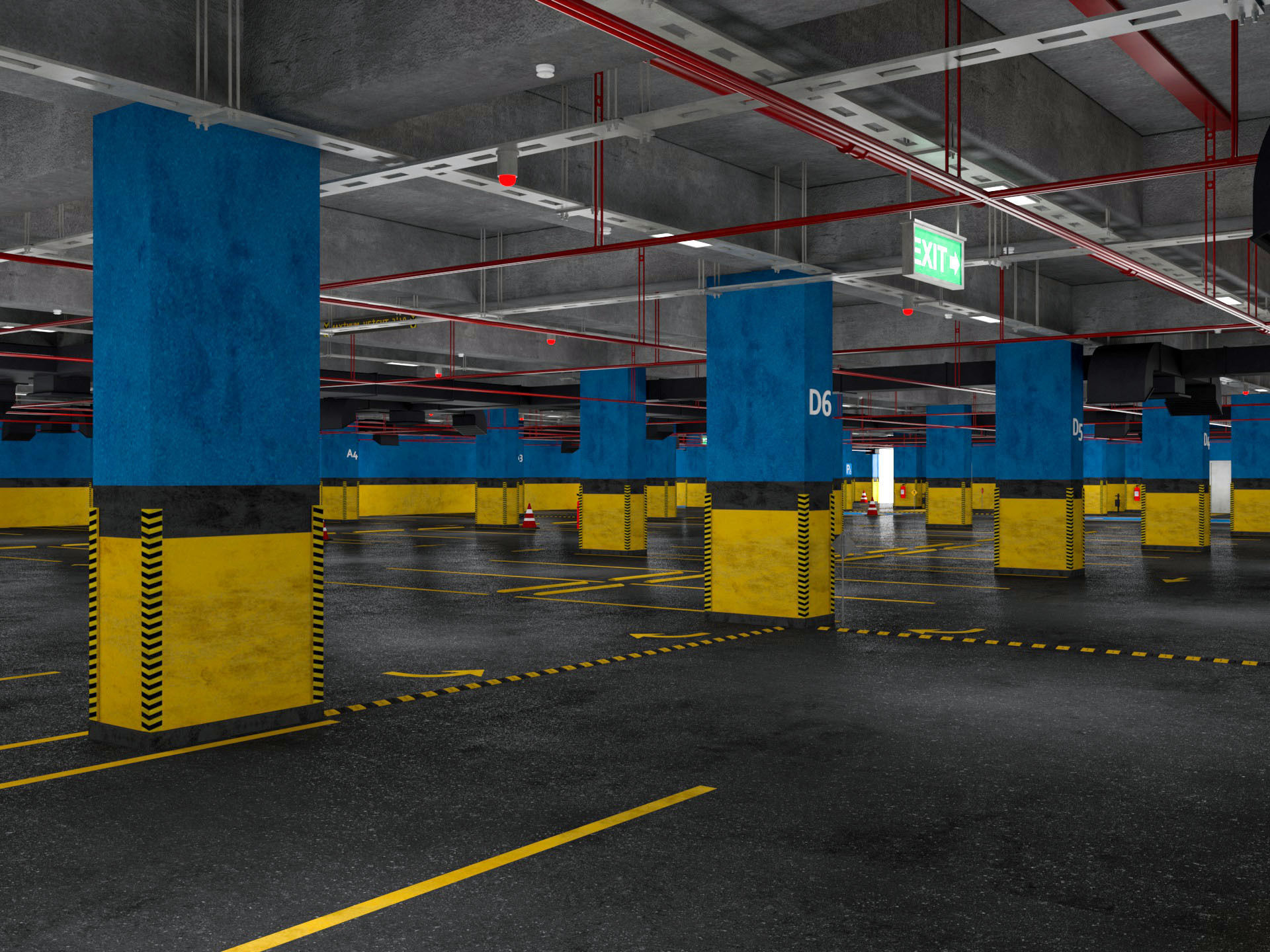 Car Underground Parking 3D model_4